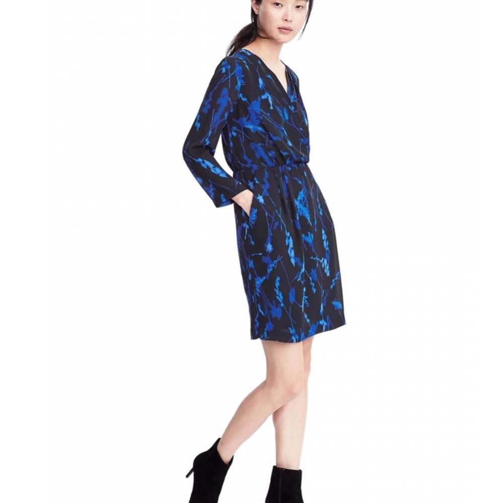 Banana Republic Long Sleeve Watercolor Print Dress